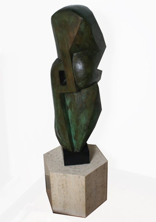 Thalia N. Schunk (American, 20th century), abstract bronze sculpture, 60 1/2in overall. Stefek's image