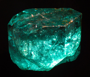 The Gachala Emerald is one of the largest gem emeralds in the world, at 858 carats (171.6 g). Found in 1967 at La Vega de San Juan mine in Gachalá, Colombia, it is housed at the National Museum of Natural History of the Smithsonian Institution. Image by thisisbossi. This file is licensed under the Creative Commons Attribution-ShareAlike 2.0 Generic license.