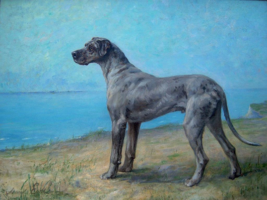 Maud Earl, 'Great Dane at the Seashore,' late 19th - early 20th century, oil on canvas. 