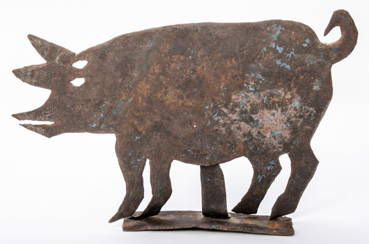 Georges Liautaud (Haiti/Croix-des-Bouquets, 1899-1992), 'Pig,' steel sculpture, size: 11 1/2 in. x 20 in., (29 x 51 cm). Estimate: $500-$700.Material Culture image