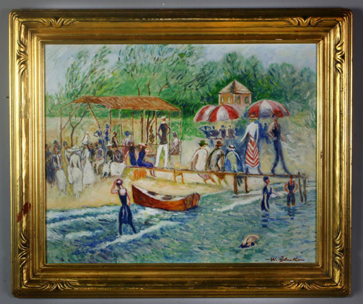 William Glackens oil painting on board. Midwest Auction Galleries image