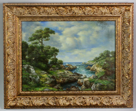 Attributed Thomas Moran oil painting on canvas. Midwest Auction Galleries image