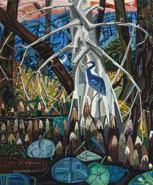 David Bates (American, b. 1952) 'The Blue Heron,' 1985, oil on canvas, 72 x 60 inches (182.9 x 152.4 cm). Price realized: $106, 250. Heritage Auctions image.