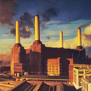 This is a scan of the cover of the record album 'Animals' by Pink Floyd, which features an image of Battersea Power Station in London. The cover art copyright is believed to belong to Pink Floyd Music, Ltd. Fair use of low-resolution image under terms of US Copyright Law.