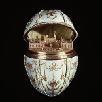 House of Fabergé. Gatchina Palace Egg (1901) gold, en plein enamel, silver-gilt, portrait diamonds, rock crystal and seed pearls. Acquired by Henry Walters, 1930. (44.500) Image courtesy of the Walters Art Museum