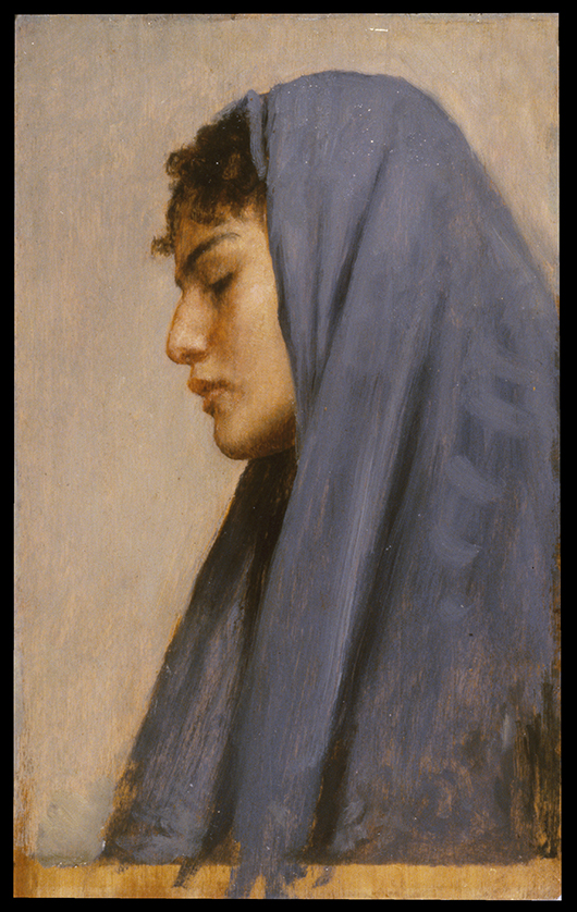 Leopold Carl Müller. 'Profile Head of a Young Woman.' 19th century. oil on panel. Acquired by William T. Walters. (37.1012) Image courtesy of the Walters Art Museum