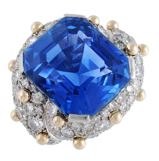 Renowned French jeweler Jean Schlumberger created this 30-carat sapphire and diamond ring. Estimate: £20,000-30,000. Dreweatts & Bloomsbury Auctions image
