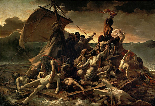 'The Raft of the Medusa' (French: 'Le Radeau de la Méduse') is an oil painting by French Romantic painter and lithographer Théodore Géricault (1791–1824). The work is considered an icon of French Romanticism. Image courtesy of Wikimedia Commons.