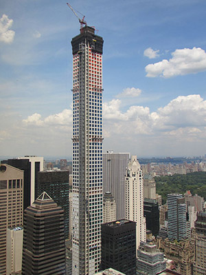 View of 432 Park Avenue under construction from the Citigroup Center in August. Image by Louis B. This file is licensed under the Creative Commons Attribution 4.0 International license.