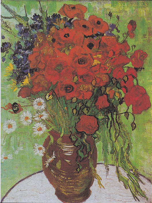 Van Gogh's 'Still Life, Vase with Daisies and Poppies.' Image courtesy of Wikimedia Commons.