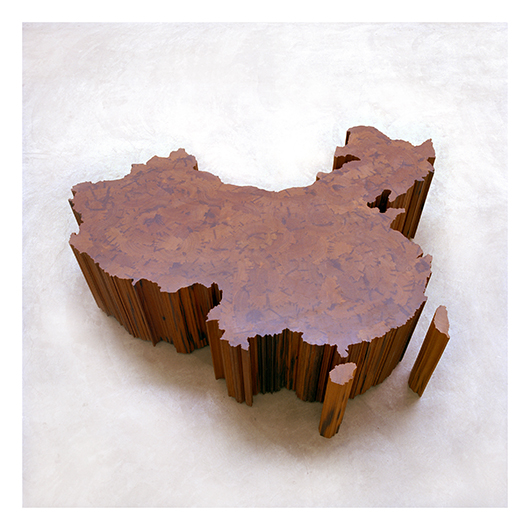  'Map of China' 2004, a sculpture made out of ironwood salvaged from Qing dynasty (1644–1911) temples destroyed to make way for modern developments. © Copyright Ai Weiwei