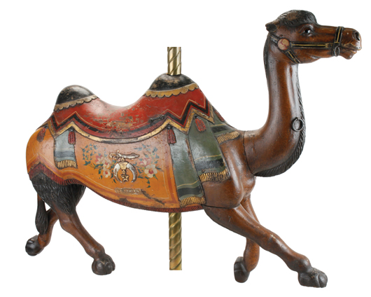 Original C.W. Parker striding carousel camel, ex Leon Perelman private collection, only extant carousel camel of its era that was designed to move up and down, est. $12,000-$15,000. Noel Barrett image