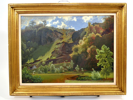 Lot 401 – Albert Bierstadt oil on paper laid on canvas ‘Landscape.’ Roland Auctions NY image