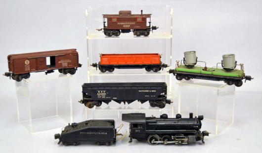 Lionel pre-war O-gauge freight train set, est. $600-$800. Stephenson’s image