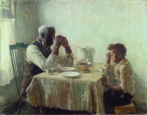 Henry Ossawa Tanner (1859–1937, United States), ‘The Thankful Poor,’ 1894, oil on canvas, 90.3 x 112.5 cm (35 1/2 x 44 1/4 in). The Collection of Camille O. and William H. Cosby Jr. Photograph by Frank Stewart, permission courtesy of the artist