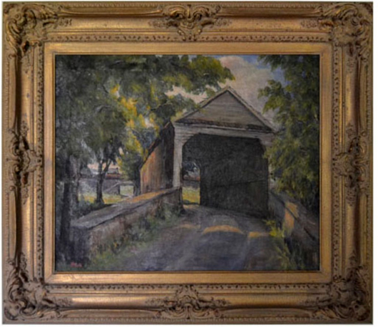 Harry Horn oil-on-canvas landscape painting, signed lower left, 19 x 23in sight. Est. $500-$1,000. Stephenson’s image