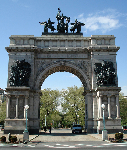 The Soldiers and Sailors Memorial Arch at Grand Army Plaza, Brooklyn. Copyright 2007 Jeffrey O. Gustafson. This file is licensed under the Creative Commons Attribution-ShareAlike 3.0 Unported license.