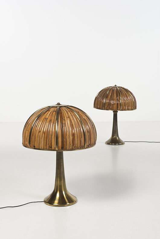 Gabriella Crespi, 'Mushroom' from the series 'Rising Sun,' lamp, 1974, bamboo and brass, 84 × 61 cm, estimate €5,000-7,000. Courtesy Piasa, Paris