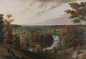 Pennsylvania artist Jacob Eichholtz (1776-1842) painted this scene of the Conestoga River with Lancaster in the background in 1833. Courtesy of the Pennsylvania Academy of the Fine Arts