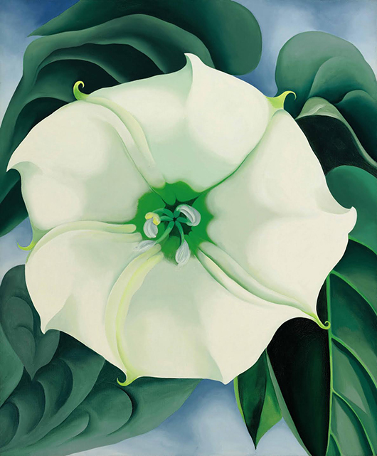 Georgia O’Keeffe, 'Jimson Weed/White Flower No. 1,' oil on canvas, 48 by 40 inches (121.9 by 101.6 cm), painted in 1932. Estimate $10/15 million; sold for $44,405,000. Property from the Georgia O’Keeffe Museum Sold to Benefit the Acquisitions Fund. © 2014 The Georgia O'Keeffe Museum / Artists Rights Society (ARS), New York