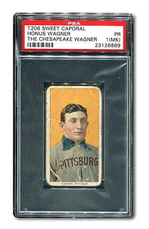 Rare Honus Wagner T206 card, which has a $400,000 estimate. SCP Auctions image