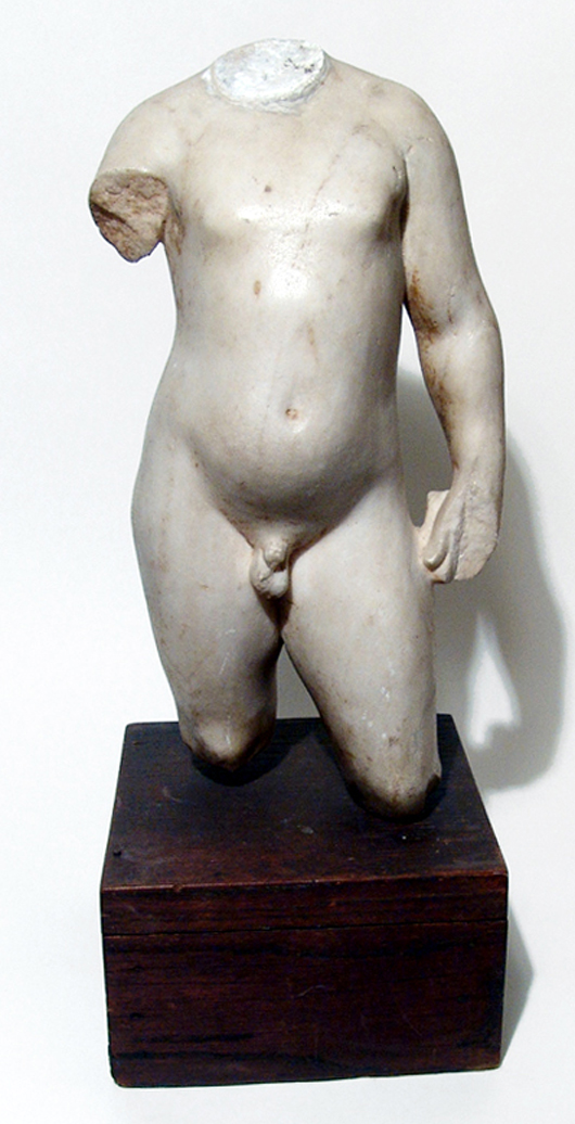 Roman marble torso of Eros, est. $16,000-$20,000. Ancient Resource image
