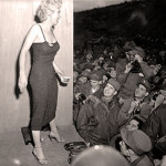 Marilyn Monroe poses for U.S. soldiers in Korea after a USO performance in 1954. Image courtesy of Wikimedia Commons.