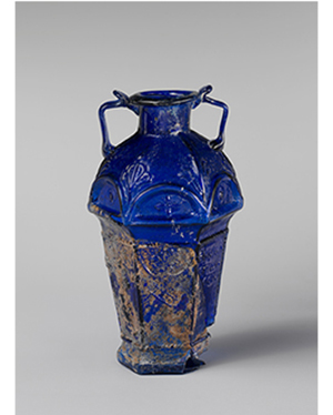 Hexagonal flask (amphoriskos) signed by Ennion. Glass, mold-blown; Roman, first half of the 1st century A.D. Gift of Henry G. Marquand, 1881. Image courtesy of Metropolitan Museum of Art