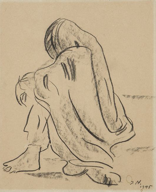 This untitled charcoal drawing by Irma Stern (South African, 1894-1966) found a buyer for $2,823.75 at Moran’s Nov. 18 auction. Estimate: $2,000-$3,000. John Moran Auctioneers image