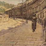 Walter Richard Sickert (1860-1942), 'Vineyards,' 1941. The scene is Roman Road in Bath, with the crescent of The Paragon on the right and Vineyards on the left (roads in Bath are divided into named terraces.) Price realized: £44,640. Dreweatts & Bloomsbury image.