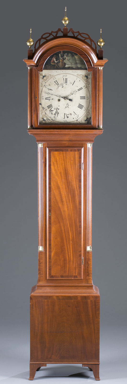 Circa-1800 Aaron Willard tall-case clock, est. $3,000-$5,000. Quinn & Farmer image