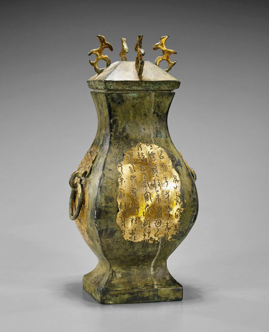 Chinese parcel gilt bronze hu-form vase, 11 1/4in. I.M Chait Gallery / Auctioneers image