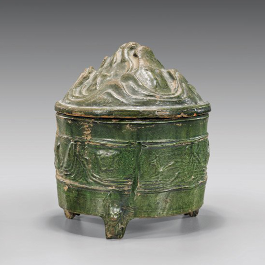 Han Dynasty green glazed ‘hill’ censer. I.M Chait Gallery / Auctioneers image