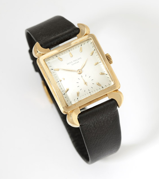 Featuring an 18K yellow gold case and movement by Patek Philippe, this men’s wristwatch earned $14,400 (estimate: $6,000-$9,000). John Moran Auctioneers image