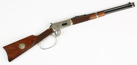 Commemorative John Wayne Winchester Model 94 rifle, new in box, serial number JW 30701. Estimate: $800-$1,200. Material culture image