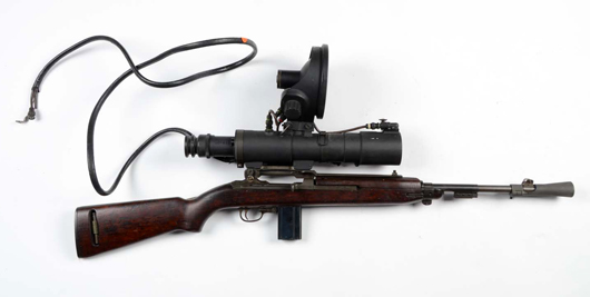 Underwood M1 carbine with M3 sniper infrared scope, est. $3,500-$4,500. Morphy Auctions image