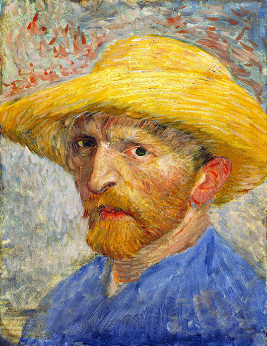 Vincent van Gogh, 'Self-Portrait with Straw Hat,' 1887. Image courtesy of Wikimedia Commons