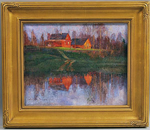 'Farmhouse Reflection,' signed 'Anatoly DvErin,' oil on canvas. Image courtesy of LiveAuctioneers.com archive and Skinner Inc.