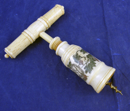 A Victorian bone corkscrew with royal coat of arms sold for £80. Photo Ewbank's Auctions