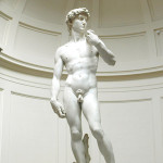 Michelangelo's David, 1504, in situ at Galleria dell'Accademia, Florence, Italy. Photo by David Gaya, GNU Free Documentation License.
