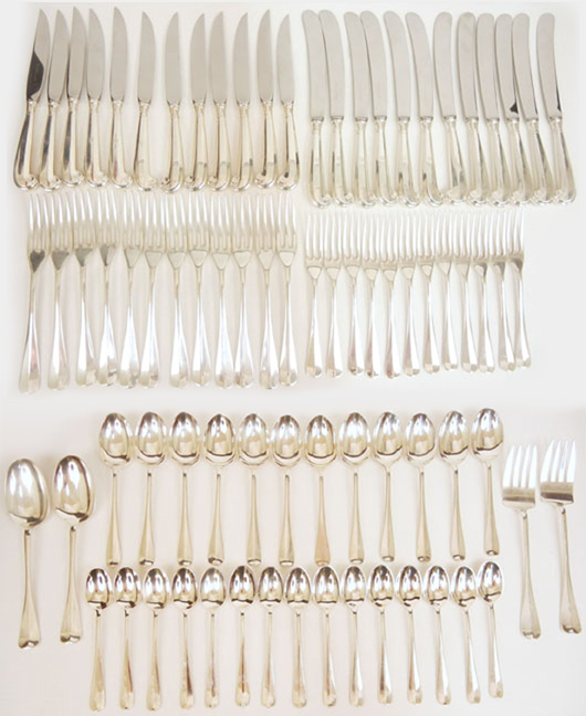 Stieff Williamsburg Queen Anne sterling silver flatware set, one of many silver services to be offered. Stephenson's Auctioneers image