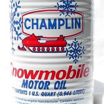 This quart can of snowmobile motor oil sold for $50 at an auction conducted by Mathews Auctions of Nokomis, Ill. Image courtesy of LiveAuctioneers.com archive and Mathews Auctions LLC.