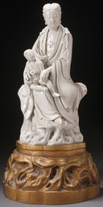 This Chinese blanc de chine figure of Kwan-Yin, measuring just less than 10 inches, sold for $21,250. Jackson’s International Auction image