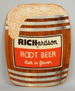 Tin sign for Richardson Root Beer, est. $300-$500. Morphy Auctions image