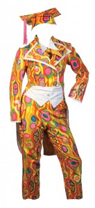 The highlight of the costumes to be offered by legendary designer Michael Travis is this Psychedelic Graduation costume, which retains the original tag on the inside of the jacket, to which Ruth Buzzi's name has been typed. Estimate on this costume is $5,000 to $7,000. Clars Auction Gallery image