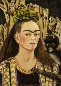 ‘Self Portrait with Monkey,’ Frida Kahlo, 1945, oil on Masonite, Robert Brady Museum, photographer: Tachi © 2014 Banco de México Diego Rivera Frida Kahlo Museums Trust, Mexico, D.F. / Artists Rights Society (ARS), New York