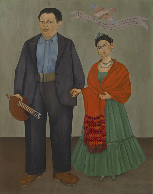 ‘Frieda and Diego Rivera,’ Frida Kahlo, 1931, oil on canvas, San Francisco Museum of Modern Art, Albert M. Bender Collection, Gift of Albert M. Bender © 2014 Banco de México Diego Rivera Frida Kahlo Museums Trust, Mexico, D.F. / Artists Rights Society (ARS), New York