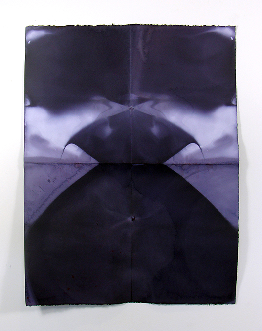 'Soaked (indigo),' hand dyed paper, 30x22 inches, 2014. Image courtesy of Pollock Gallery, SMU