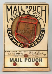 Mail Pouch Ribbon Cut Chewing Tobacco radio, the only example known to Morphy Auctions. Est. $3,000-$5,000. Morphy Auctions image