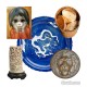 Clockwise from upper left: Keane painting, Chinese plate, can of gold coins, antiquated doorknob and carved ivory. Image courtesy Kovels.com